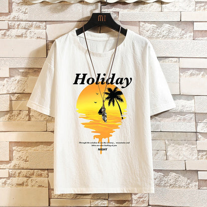 Hip Hop Mens Streetwear Linen T-shirts Casual Summer Short Sleeves Black White Tshirt Tees Oversize T Shirt YT26266 3