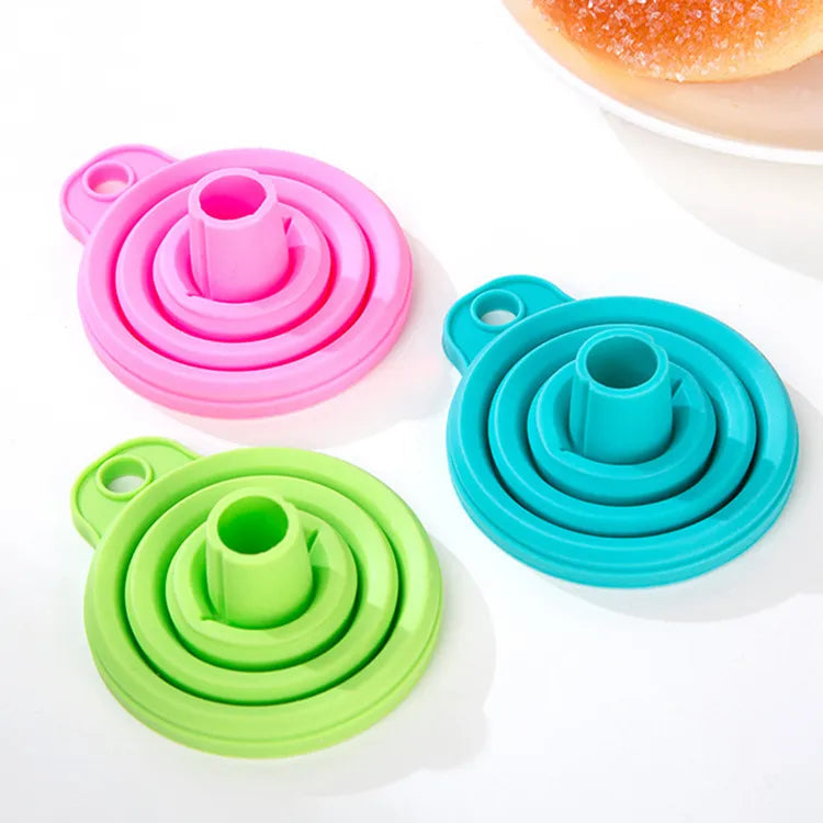 Household Foldable Telescopic Funnel Kitchen Sub Packaging Oil Leak Candy Color High Temperature Resistant Thistle Tube