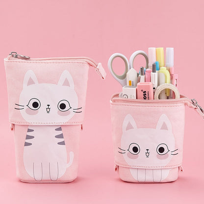 Kawaii Cat Bear Sheep Pencil Bag Pen Case Flexible Big Capacity Fabric Quality Pencil Box Kids Gift School Supplies Stationery 11-Darling meow