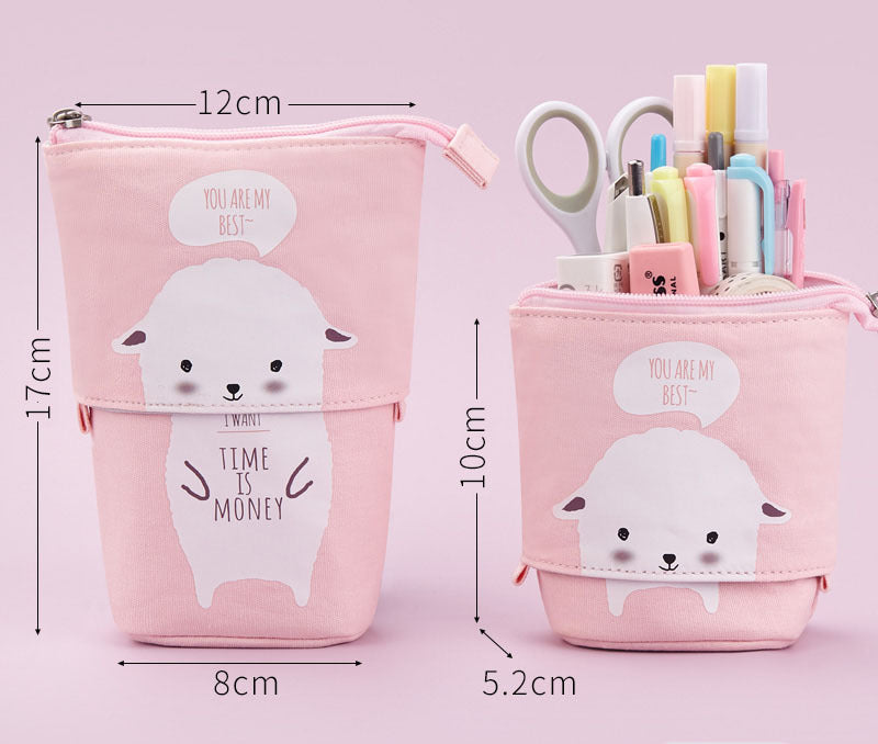 Kawaii Cat Bear Sheep Pencil Bag Pen Case Flexible Big Capacity Fabric Quality Pencil Box Kids Gift School Supplies Stationery