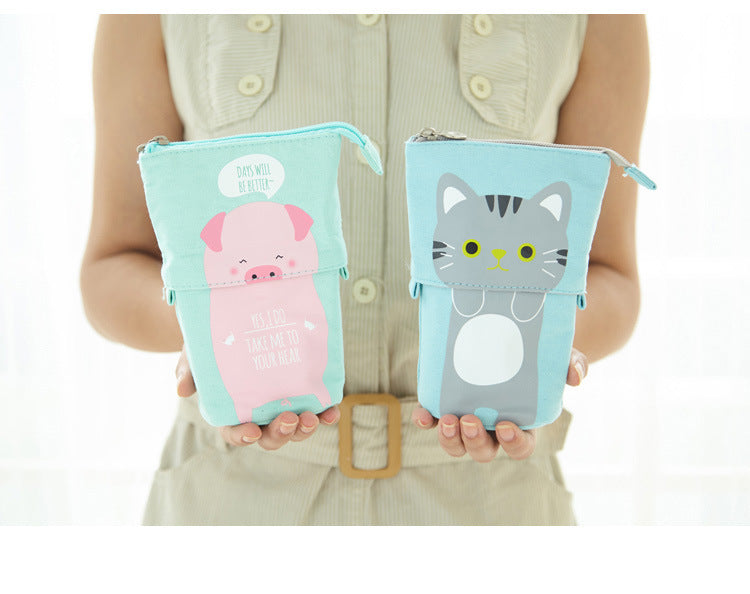 Kawaii Cat Bear Sheep Pencil Bag Pen Case Flexible Big Capacity Fabric Quality Pencil Box Kids Gift School Supplies Stationery