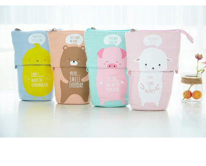 Kawaii Cat Bear Sheep Pencil Bag Pen Case Flexible Big Capacity Fabric Quality Pencil Box Kids Gift School Supplies Stationery