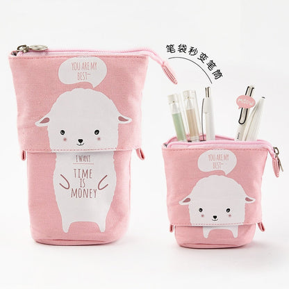 Kawaii Cat Bear Sheep Pencil Bag Pen Case Flexible Big Capacity Fabric Quality Pencil Box Kids Gift School Supplies Stationery 5-Sheep