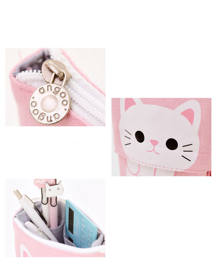 Kawaii Cat Bear Sheep Pencil Bag Pen Case Flexible Big Capacity Fabric Quality Pencil Box Kids Gift School Supplies Stationery