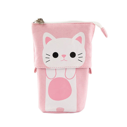 Kawaii Cat Bear Sheep Pencil Bag Pen Case Flexible Big Capacity Fabric Quality Pencil Box Kids Gift School Supplies Stationery 3-Pink cat