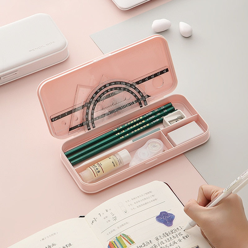 Kawaii Macaron Style Pencil Cases High Capacity Pen Boxs Simple Cute Stationery Storage School Office Supplies for Kids Gift