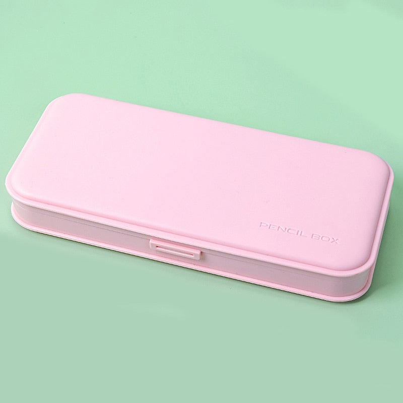 Kawaii Macaron Style Pencil Cases High Capacity Pen Boxs Simple Cute Stationery Storage School Office Supplies for Kids Gift 1pcs pink