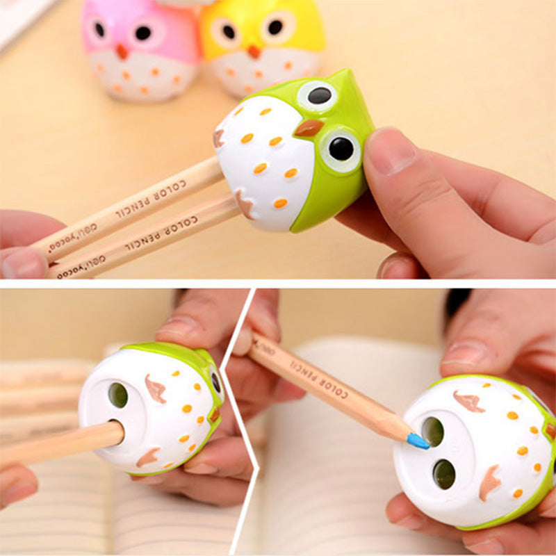 Kawaii Novelty Double Hole Owl Pencil Sharpener Creative Children's Gift Stationery School Supplies