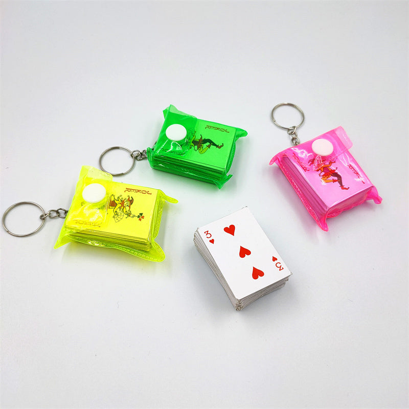 Keychain For Women Men Fun Mini Poker Key Chain Creative Bag Pendant Car Key Ring Accessories Friend Outdoor Entertainment Tools