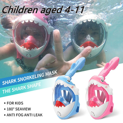 Kids' Full-Face Snorkeling Mask with Support Goggles - Ages 4-11