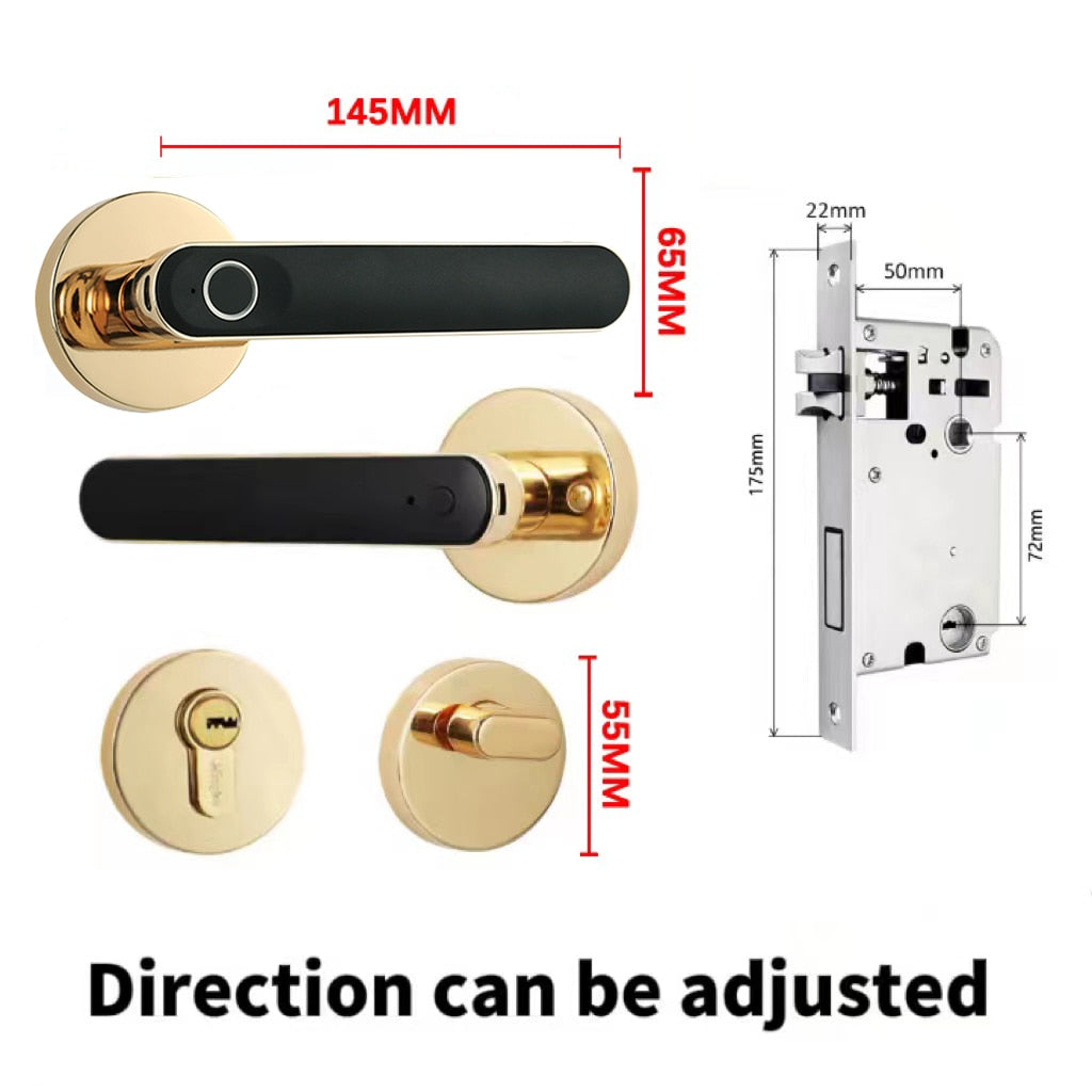 Kingku Smart Biometric Door Handle Lock 5072 gold