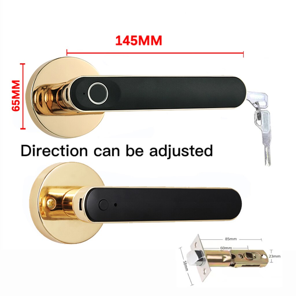 Kingku Smart Biometric Door Handle Lock gold