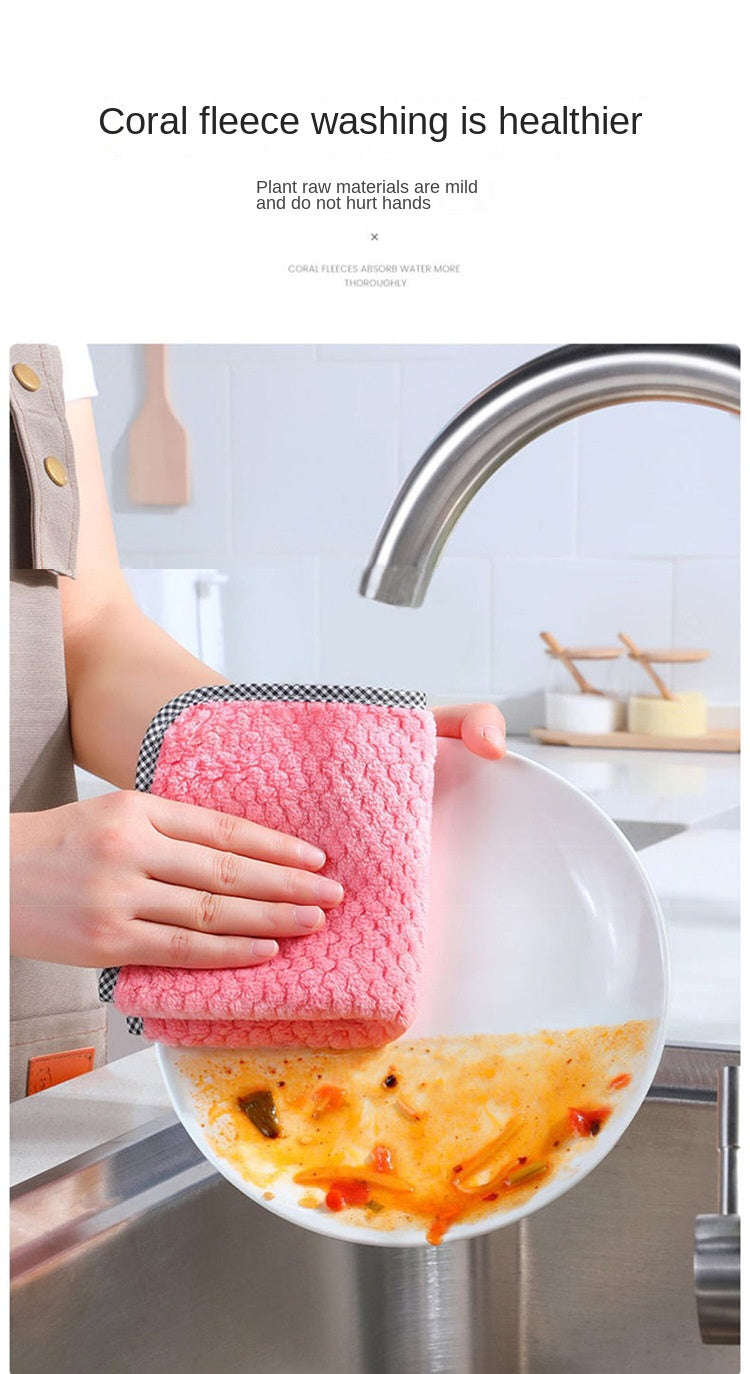 Kitchen Daily Dish Towel Dishcloth Rag Utensils for Kitchen Cleaning Products for Home Absorbent Scouring Pad