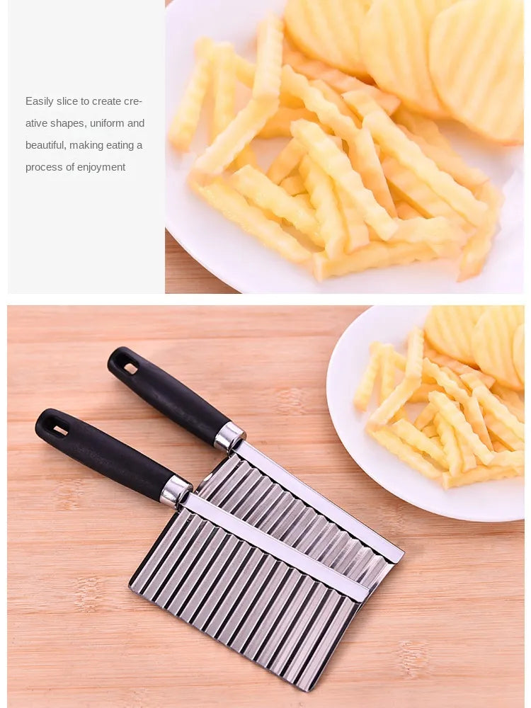 Kitchen Gadget Stainless Steel Potato Cutting Wavy Edged Knife Fries Slicer Fancy Potato Chopper Cutter Vegetable Fruit Tools