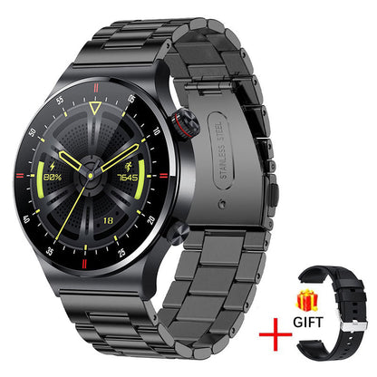 LIGE ECG+PPG Bluetooth Call Smart Watch Men 2023 Sports Bracelet NFC Waterproof Custom Watch Face Men SmartWatch For IOS Android black steel