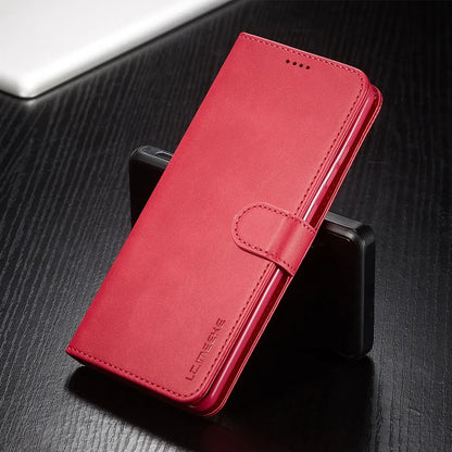 Leather Case for Samsung Galaxy S20 FE S21 Ultra A71 A51 Note 20 10 Plus A70 A50 A20 A52s S9 S8 Plus S7 Edge Wallet Flip Cover Rose red