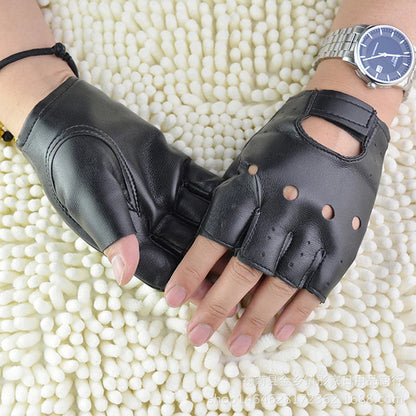 Leather Gloves Black Fingerless Driving Fashion Men Women Half Finger Gloves New