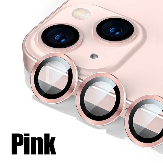 Lens Protector Glass for iPhone 11 Pro Max Plus Camera Lens Protection For iPhone Mini Metal Ring Camera Film Pink