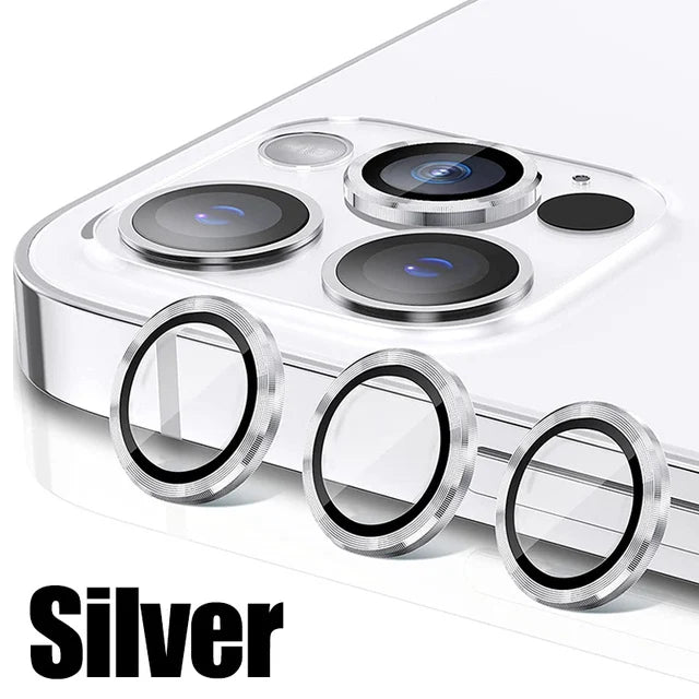 Lens Protector Glass for iPhone 11 Pro Max Plus Camera Lens Protection For iPhone Mini Metal Ring Camera Film Silver
