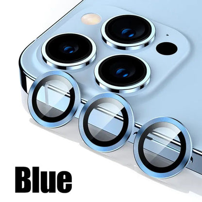 Lens Protector Glass for iPhone 11 Pro Max Plus Camera Lens Protection For iPhone Mini Metal Ring Camera Film Blue