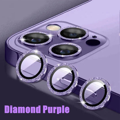 Lens Protector Glass for iPhone 11 Pro Max Plus Camera Lens Protection For iPhone Mini Metal Ring Camera Film Diamond Purple