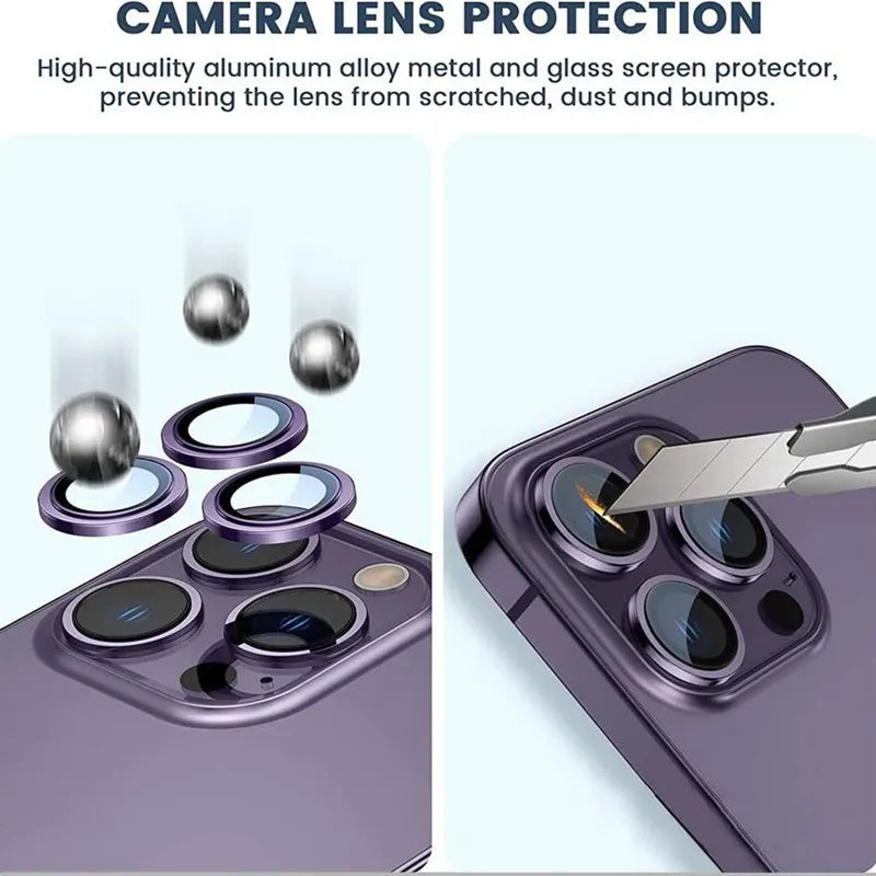 Lens Protector Glass for iPhone 11 Pro Max Plus Camera Lens Protection For iPhone Mini Metal Ring Camera Film