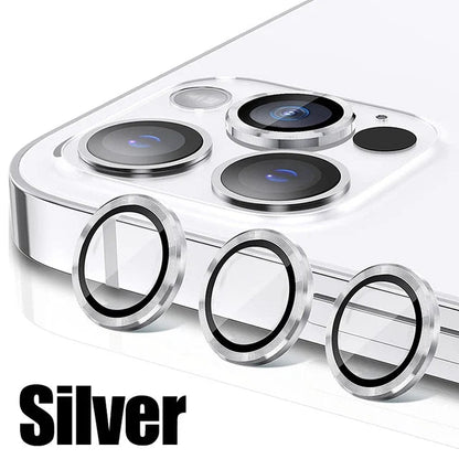 Lens Protector Glass for iPhone 12 Pro Max Plus Camera Lens Protection For iPhone Mini Metal Ring Camera Film Silver