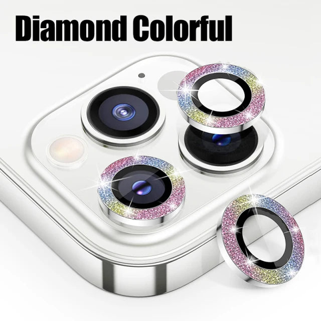 Lens Protector Glass for iPhone 12 Pro Max Plus Camera Lens Protection For iPhone Mini Metal Ring Camera Film Diamond Colorful