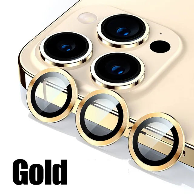 Lens Protector Glass for iPhone 12 Pro Max Plus Camera Lens Protection For iPhone Mini Metal Ring Camera Film Gold