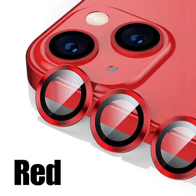 Lens Protector Glass for iPhone 13 Pro Max Plus Camera Lens Protection For iPhone Mini Metal Ring Camera Film Red