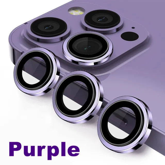 Lens Protector Glass for iPhone 13 Pro Max Plus Camera Lens Protection For iPhone Mini Metal Ring Camera Film Purple