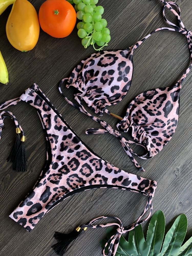 Leopard Printed Bikinis 2023 Biquini Maillot De Bain Femme Female Bathing Suit Women Swimsuit Sexy Push Up Swimwear Bikini Set