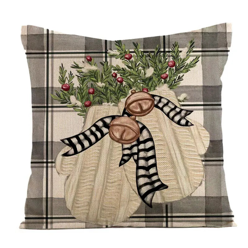 Linen Merry Christmas Pillow Cover 45x45cm Throw Pillowcase Winter Christmas Decorations for Home Tree Deer Sofa Cushion Cover 10