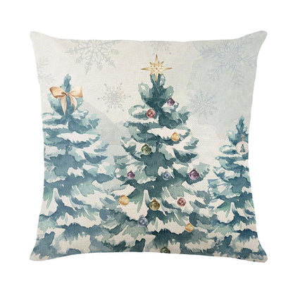 Linen Merry Christmas Pillow Cover 45x45cm Throw Pillowcase Winter Christmas Decorations for Home Tree Deer Sofa Cushion Cover 24