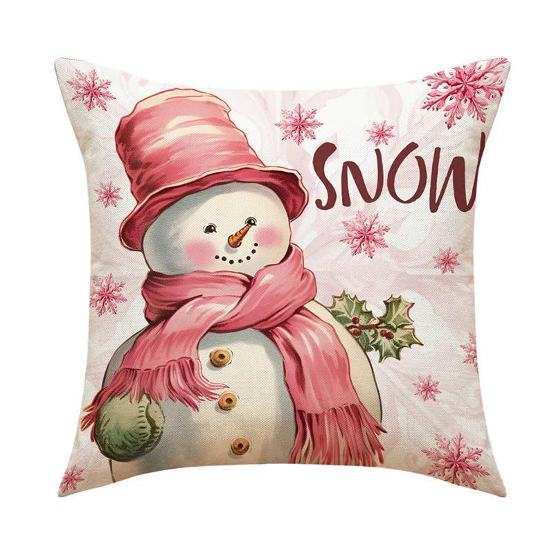 Linen Merry Christmas Pillow Cover 45x45cm Throw Pillowcase Winter Christmas Decorations for Home Tree Deer Sofa Cushion Cover 20