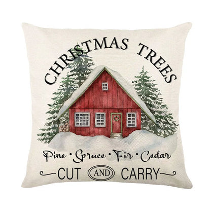 Linen Merry Christmas Pillow Cover 45x45cm Throw Pillowcase Winter Christmas Decorations for Home Tree Deer Sofa Cushion Cover 1