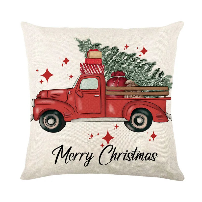 Linen Merry Christmas Pillow Cover 45x45cm Throw Pillowcase Winter Christmas Decorations for Home Tree Deer Sofa Cushion Cover 5