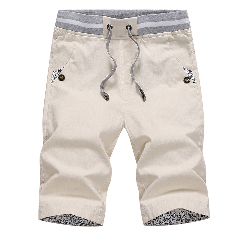 Linen mens shorts Newest Summer Casual Shorts Men Cotton Fashion Men Short Bermuda Beach Short Plus Size 4XL joggers Male Hot 180-light Khaki