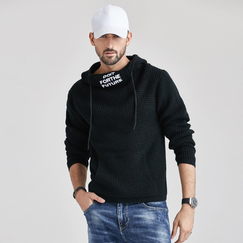 Men Brand Casual Hooded Sweaters Men New Autumn Fashion Knitted Hoodies Men Streetwear High Quality Solid Men Sweater