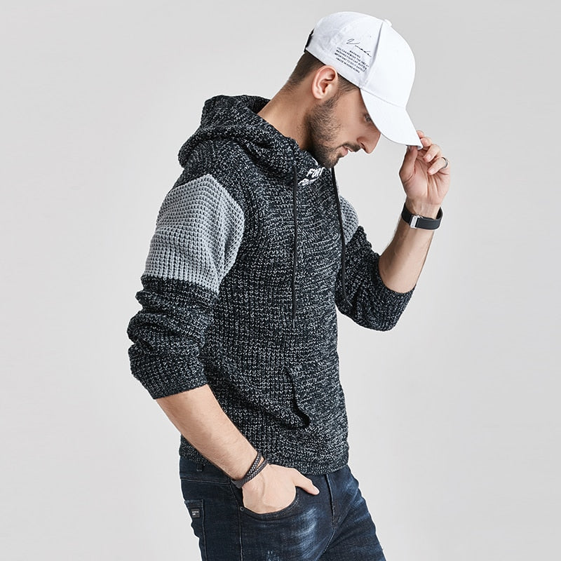 Men Brand Casual Hooded Sweaters Men New Autumn Fashion Knitted Hoodies Men Streetwear High Quality Solid Men Sweater