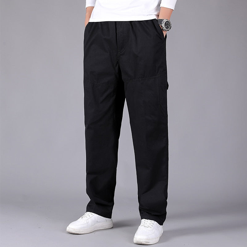 Men Cargo Pants New Cotton Loose Trousers Men Fashion Multi-Pocket Joggers Brand Casual Military Pants Men Plus Size Black