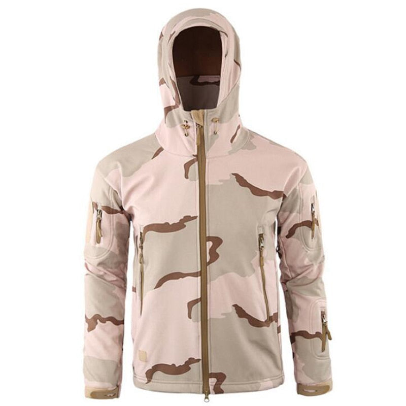 Men Military Tactical Hiking Jacket Outdoor Windproof Fleece Thermal Sport Waterproof Hunting Clothes Hooded Army Camo Outerwear 3 colors desert
