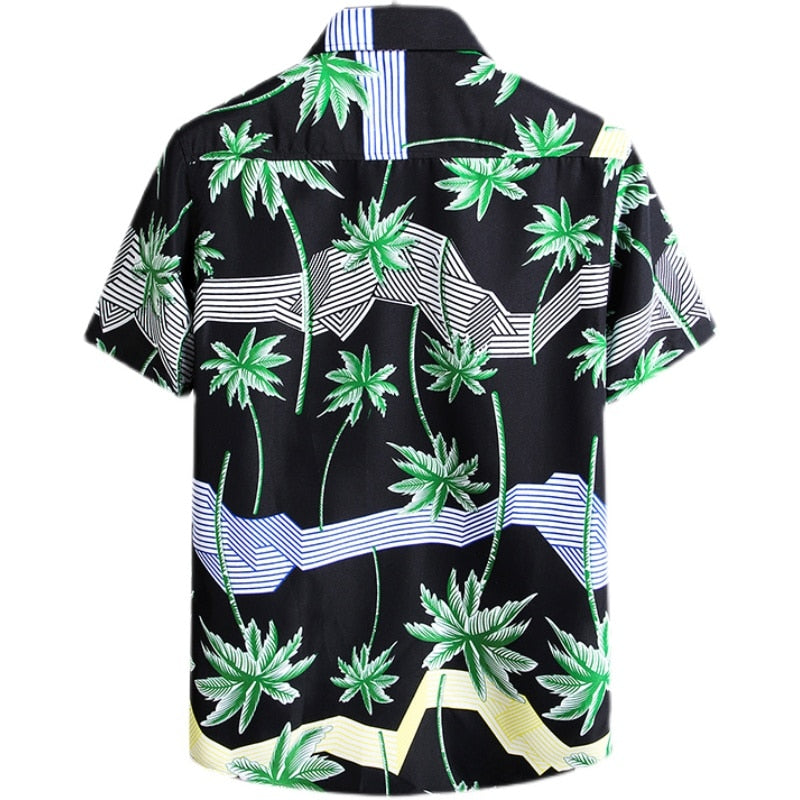 Men'S Blouse Fashions Summer Clothes Shirts Short Sleeves OverSize Hawaiian Beach Casual Floral Print For Man