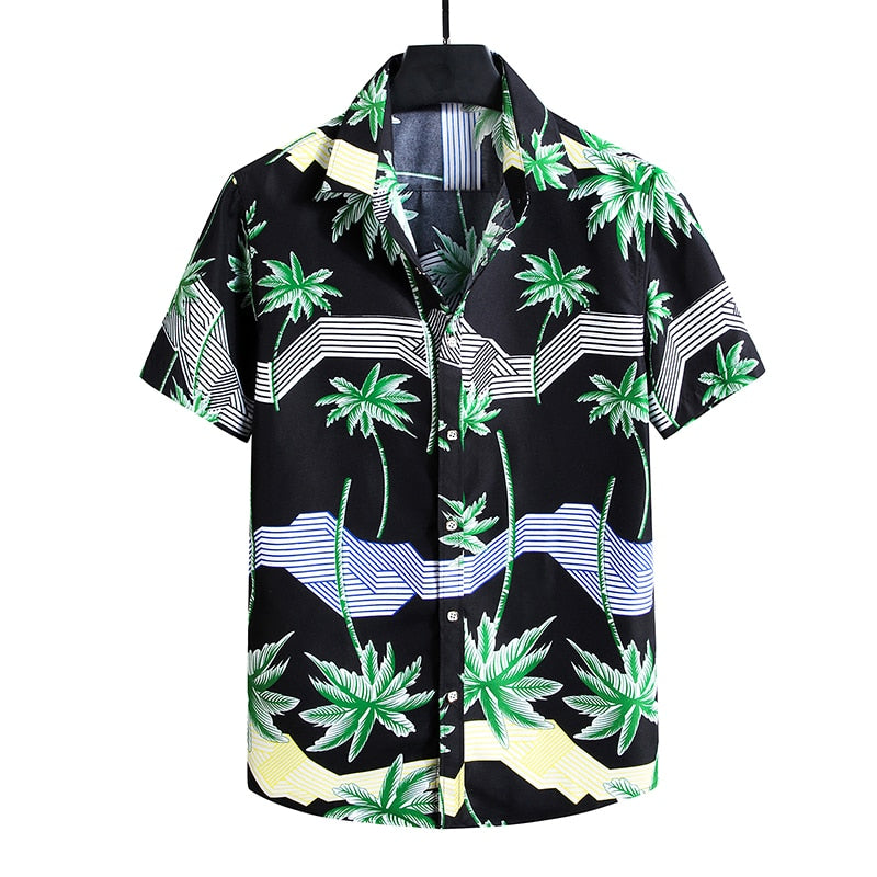 Men'S Blouse Fashions Summer Clothes Shirts Short Sleeves OverSize Hawaiian Beach Casual Floral Print For Man C310 2
