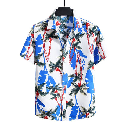 Men'S Blouse Fashions Summer Clothes Shirts Short Sleeves OverSize Hawaiian Beach Casual Floral Print For Man C309 4