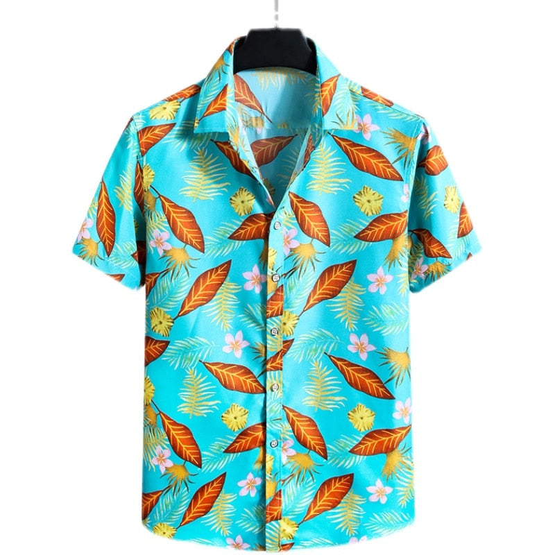 Men'S Blouse Fashions Summer Clothes Shirts Short Sleeves OverSize Hawaiian Beach Casual Floral Print For Man C305 15