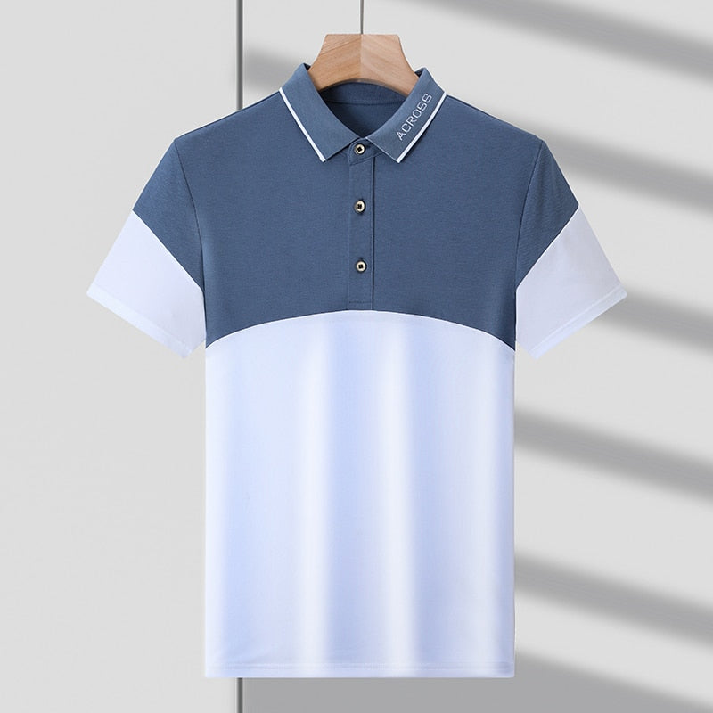 Men'S Classic Patchwork Polo Shirt Cotton Short Sleeve Summer Plus Oversize T21 2