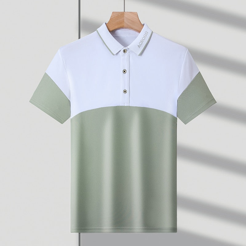 Men'S Classic Patchwork Polo Shirt Cotton Short Sleeve Summer Plus Oversize T21 1