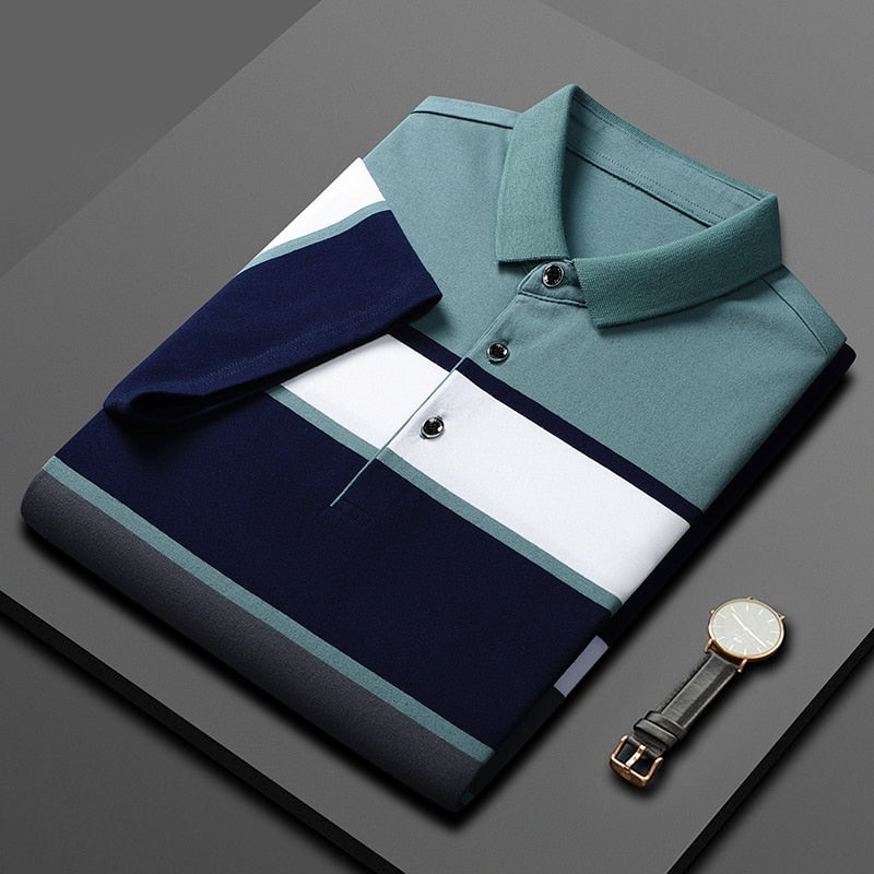 Men'S Classic Striped Polo Shirt Cotton Short Sleeve Summer Plus Oversize JX2333 1