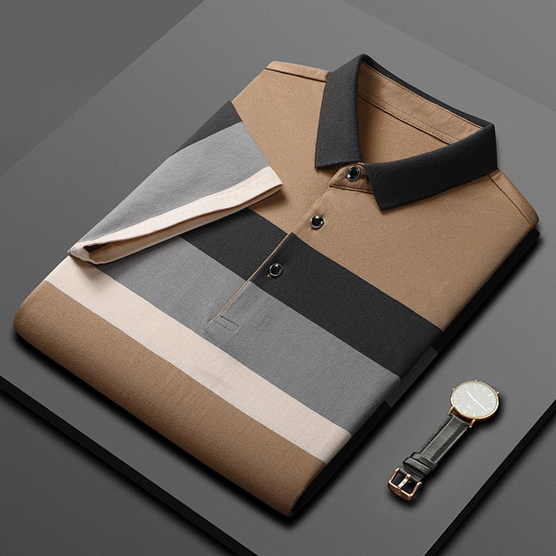 Men'S Classic Striped Polo Shirt Cotton Short Sleeve Summer Plus Oversize JT2313 3